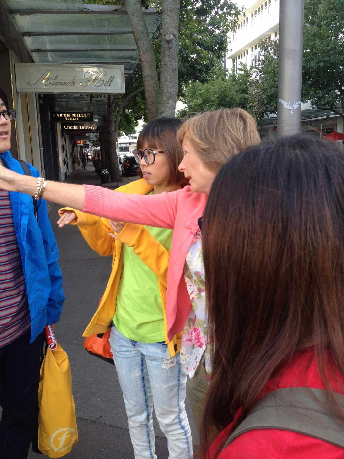 A Lady helped us up on the street of Auckland
