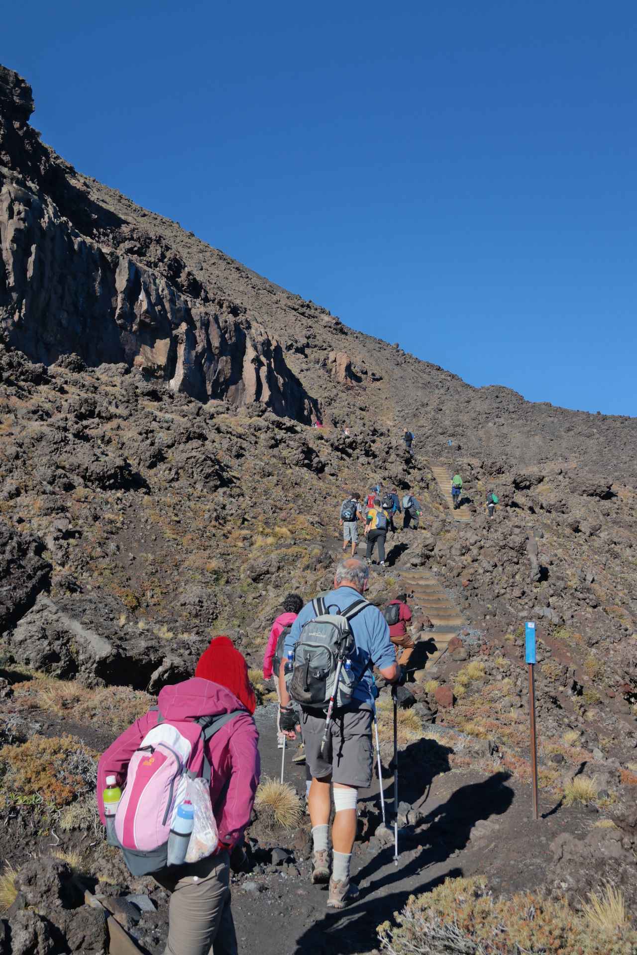climbing up the alpine of Tongariro